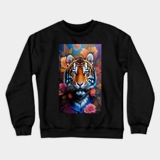 Dreamy Stunning Animals - Exotic Floral Tiger Art Crewneck Sweatshirt